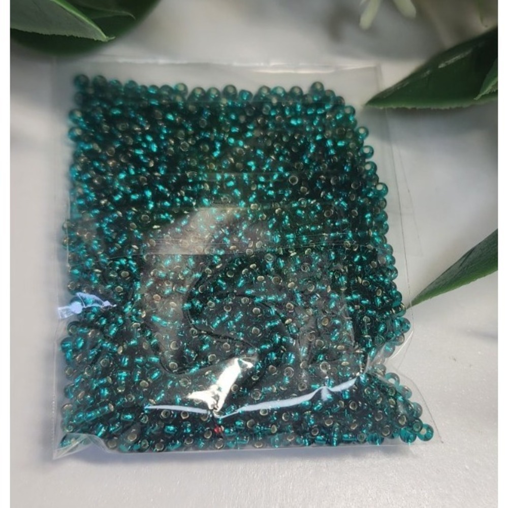 Czech Glass Beads 10/0 Preciosa Brand.  Deep Aqua Gree Crystal Color. Bag  15 Gr